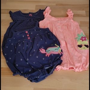 🌻12M Set of 3 Carter's Rompers